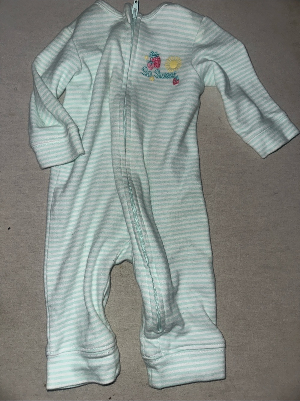 Baby Girls Size 3M Little Me Stripe One-Piece Sleepwear